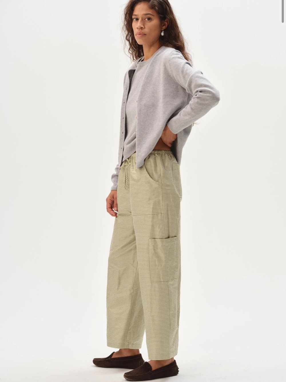 NWT Donni Taffeta Green Gingham Pants